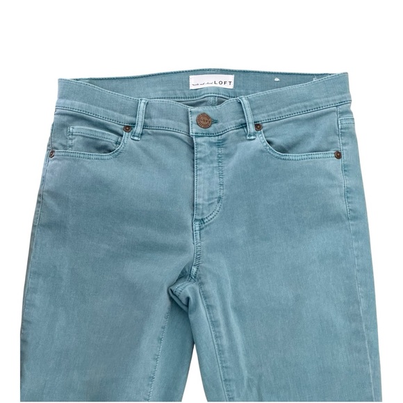 LOFT Size 26/2 Dusty Teal Modern Skinny Mid-Rise 5 Pocket Jeans NWOT - Picture 3 of 7